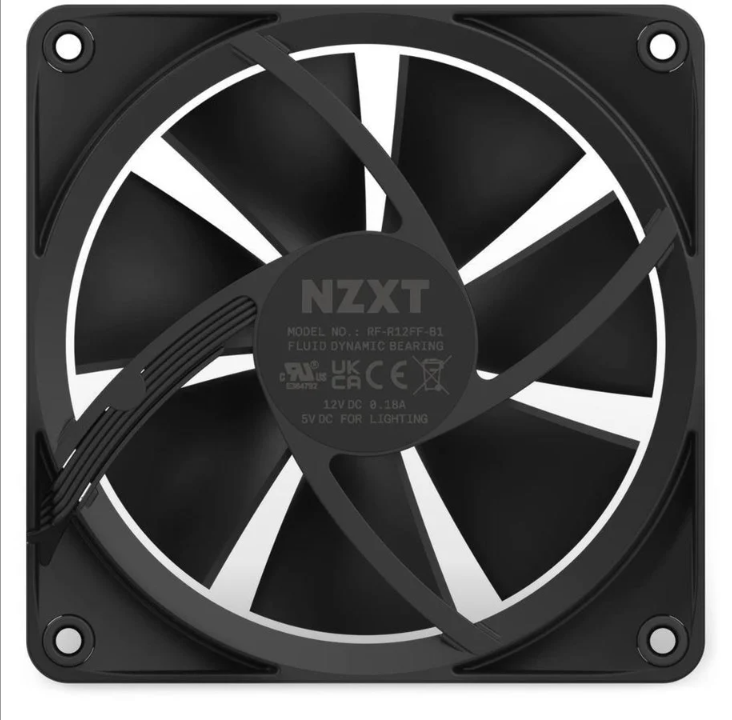 NZXT F140 RGB - Black - Chassis fan - 140mm - Black with RGB LED - 33 dBA