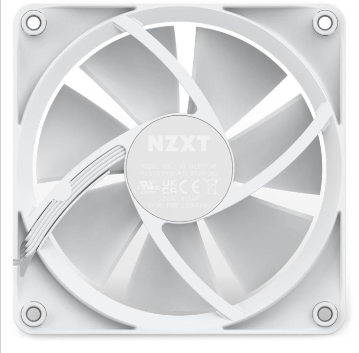 NZXT F140 RGB - White - Chassis fan - 140mm - White with RGB light - 33 dBA