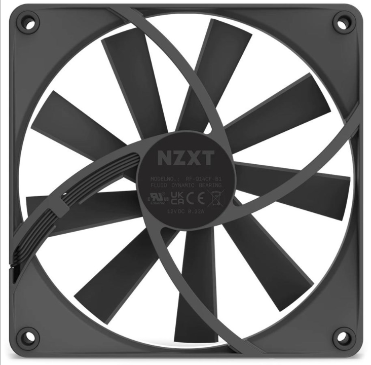 NZXT F140Q Quiet Airflow - Black - Chassis fan - 140mm - Black - 23 dBA