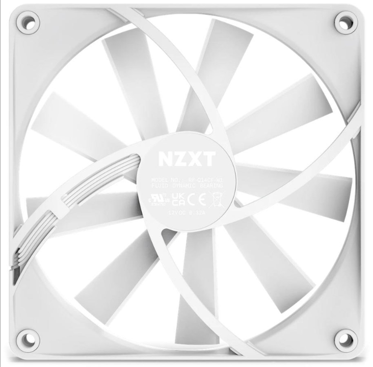 NZXT F140Q تدفق هواء هادئ - أبيض - مروحة الهيكل - 140 مم - أبيض - 23 ديسيبل