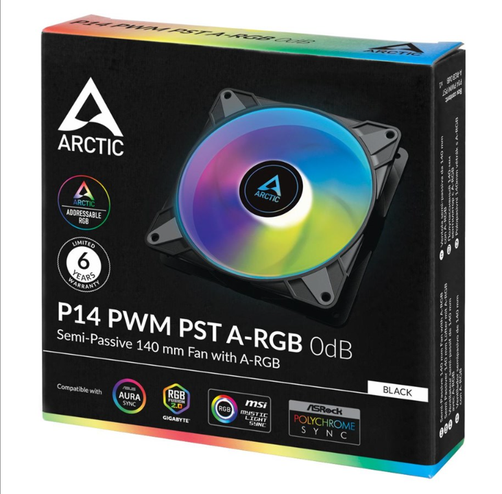 Arctic P14 PWM PST A-RGB - Black - Chassis fan - 140mm - Black with RGB LED - 23 dBA