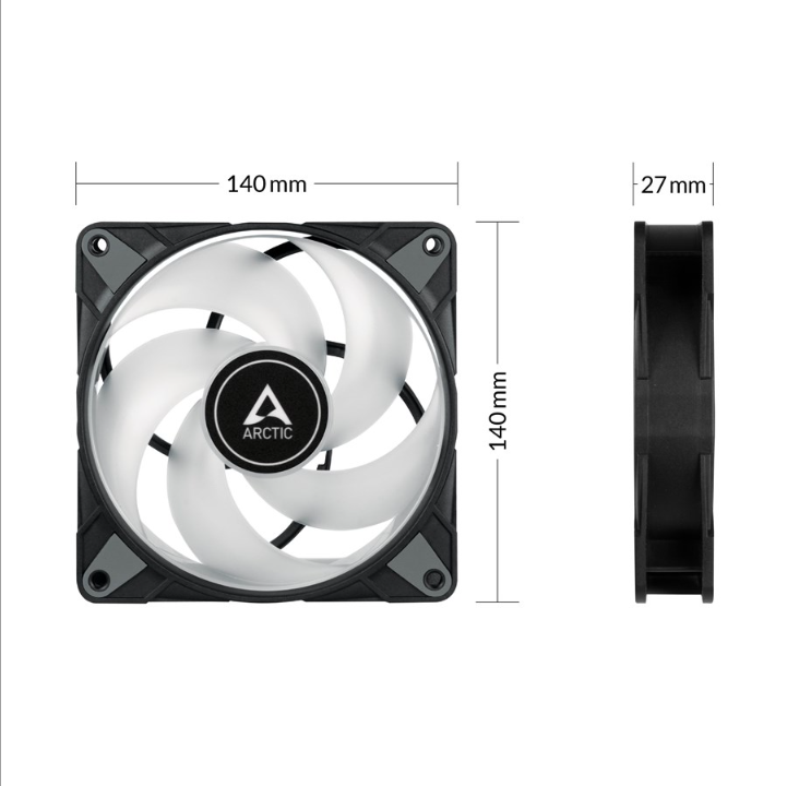 Arctic P14 PWM PST A-RGB - Black - Chassis fan - 140mm - Black with RGB LED - 23 dBA