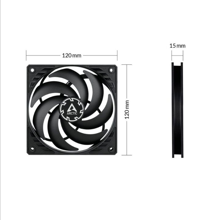 Arctic P12 Slim PWM PST - 3-pack value pack - Chassis fan - 120mm - Black - 23 dBA