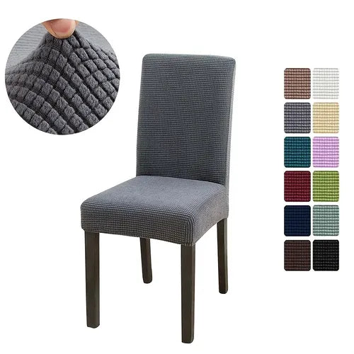 1pc Simple Modern Household Folding Jacquard Office Chair Cover With Flannelette Mesh Elastic Chair Cover, Dining Chair Seat Cover