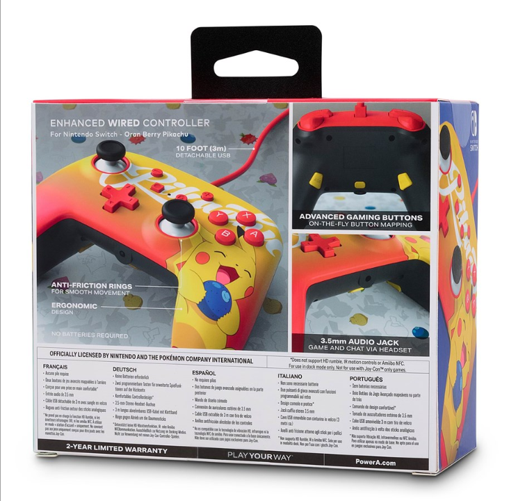 PowerA Enhanced Wired Controller for Nintendo Switch - Oran Berry Pikachu - Gamepad - Nintendo Switch