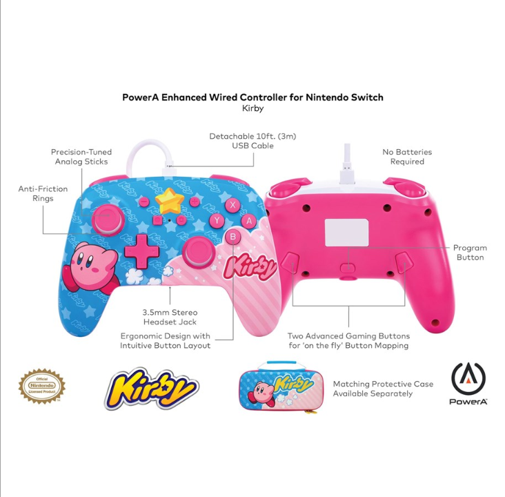 PowerA Enhanced Wired Controller for Nintendo Switch - Kirby - Gamepad - Nintendo Switch