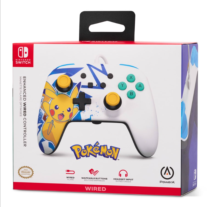 PowerA Enhanced Wired Controller for Nintendo Switch - Pikachu High Voltage - Gamepad - Nintendo Switch