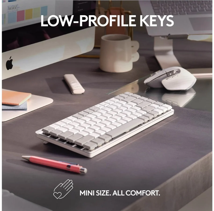 Logitech MX Mechanical Mini for Mac - Minimalist Wireless Illuminated Performance Keyboard Pale Gray - US - Keyboard - American English