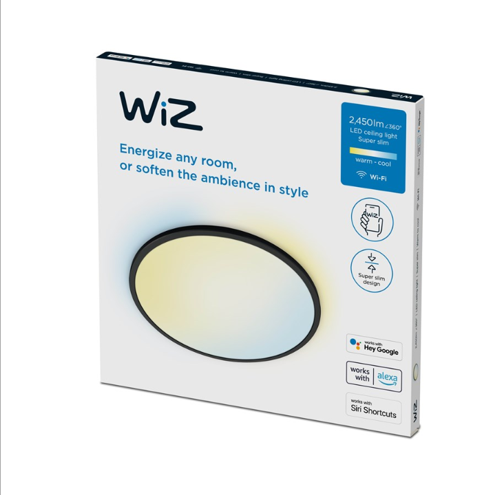 WiZ SuperSlim 吸顶灯 22W - 黑色