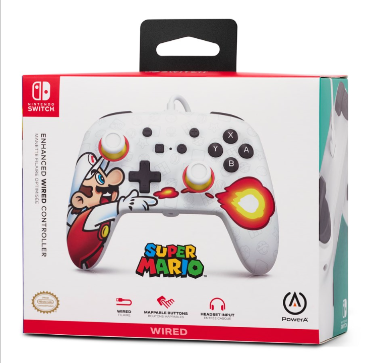 PowerA Enhanced Wired Controller for Nintendo Switch - Fireball Mario - Gamepad - Nintendo Switch