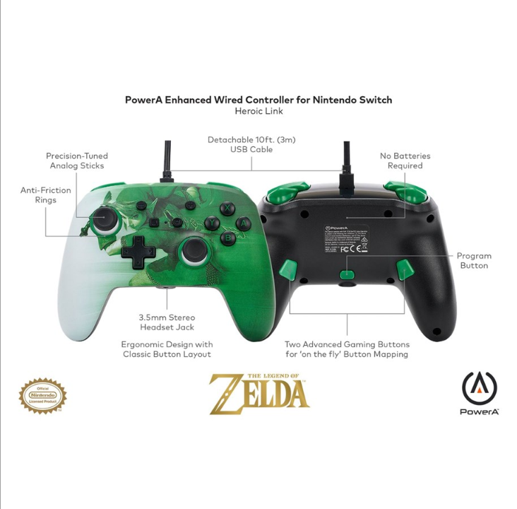 PowerA Enhanced Wired Controller for Nintendo Switch - Heroic Link - Nintendo Switch