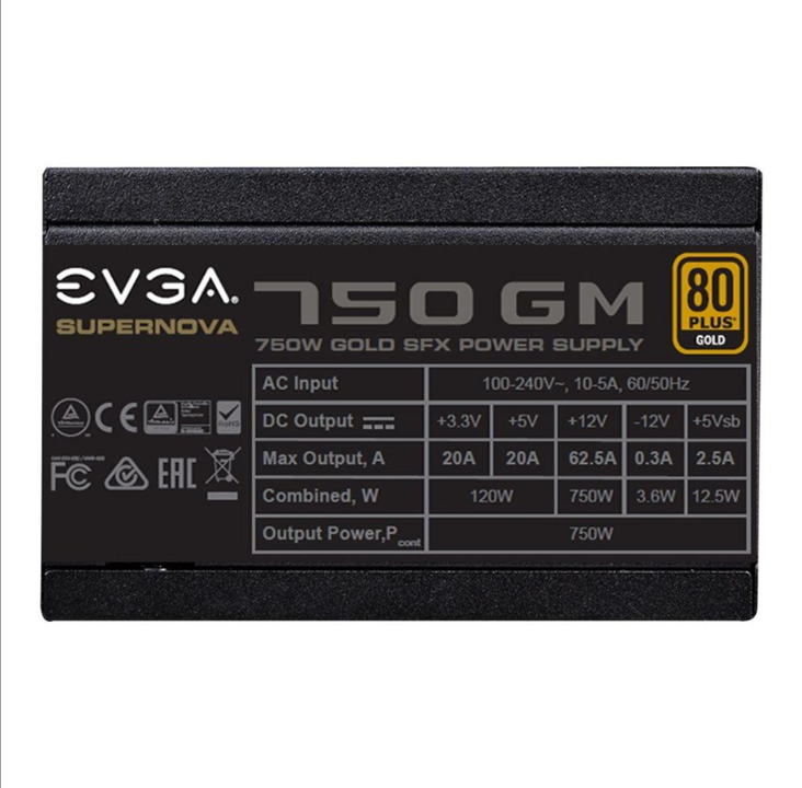EVGA SuperNOVA 750 GM power supply - 750 Watt - 92 mm - 80 Plus Gold certificate
