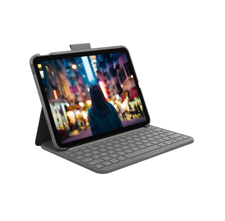 Logitech Slim Folio - keyboard and folio case - ND - oxford gray - Keyboard & Folio set