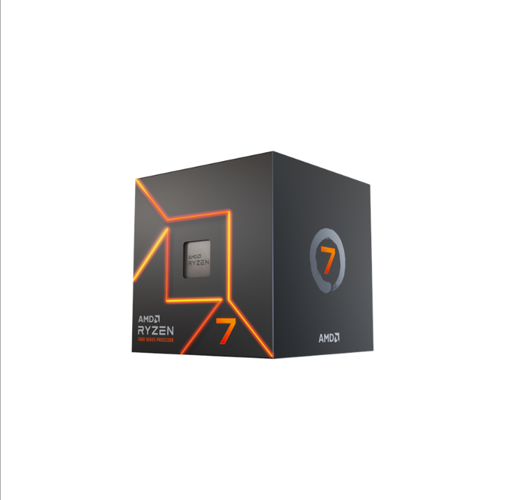 AMD Ryzen 7 7700 Wraith Prism CPU - 8 cores - 3.8 GHz - AMD AM5 - AMD Boxed (PIB - with cooler)