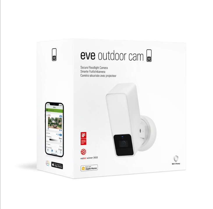 Eve Outdoor Cam White - Secure Floodlight Camera for Apple HomeKit