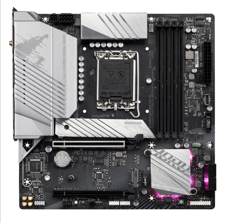 GIGABYTE B760M AORUS ELITE AX Motherboard - Intel B760 - Intel LGA1700 socket - DDR5 RAM - Micro-ATX