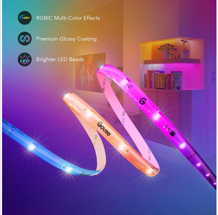 Govee RGBIC Wi-Fi + Bluetooth Strip Lights With Protective Coating (5 meters)