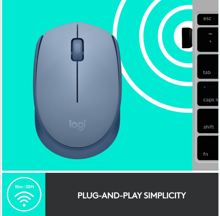 Logitech LOGI M171 ماوس لاسلكي - أزرق-رمادي - ماوس - بصري - 3 أزرار - Bl؟