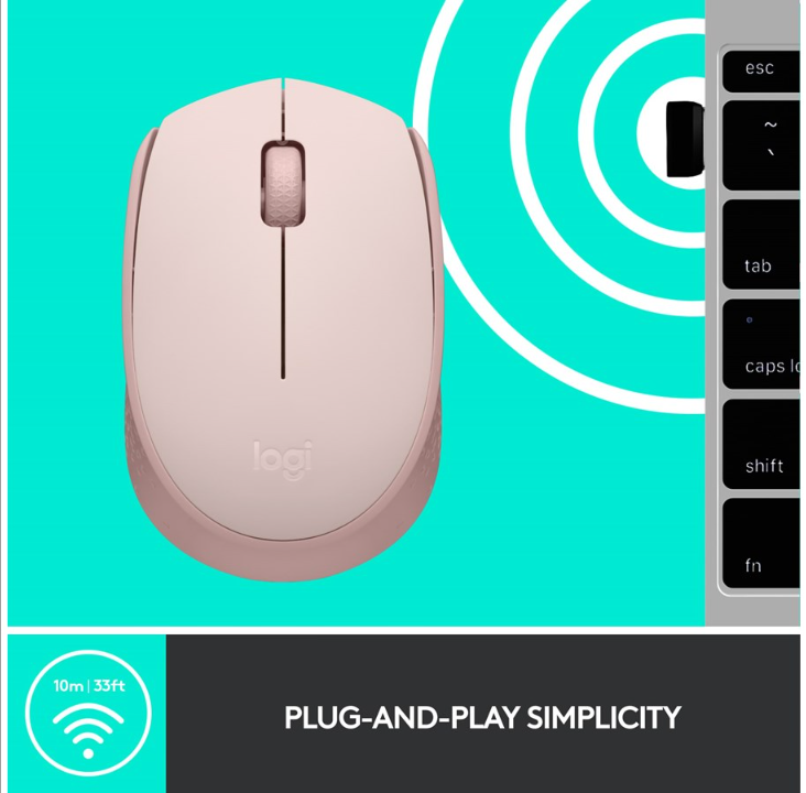 Logitech LOGI M171 Wireless Mouse - ROSE - Mouse - Optic - 3 buttons - Red