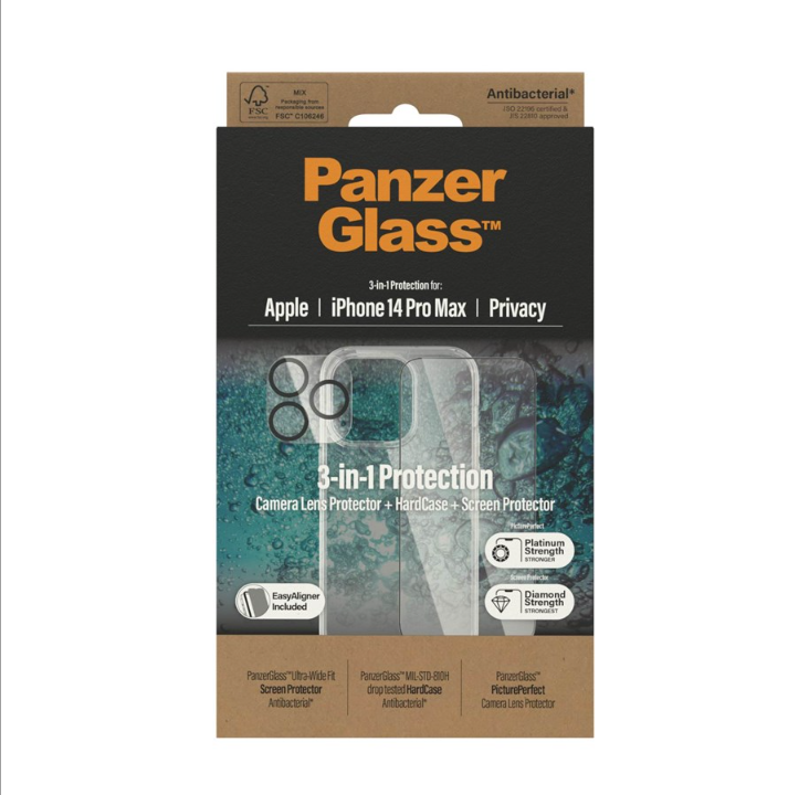 حزمة حماية الخصوصية 3 في 1 من PanzerGlass لهاتف iPhone 14 Pro Max