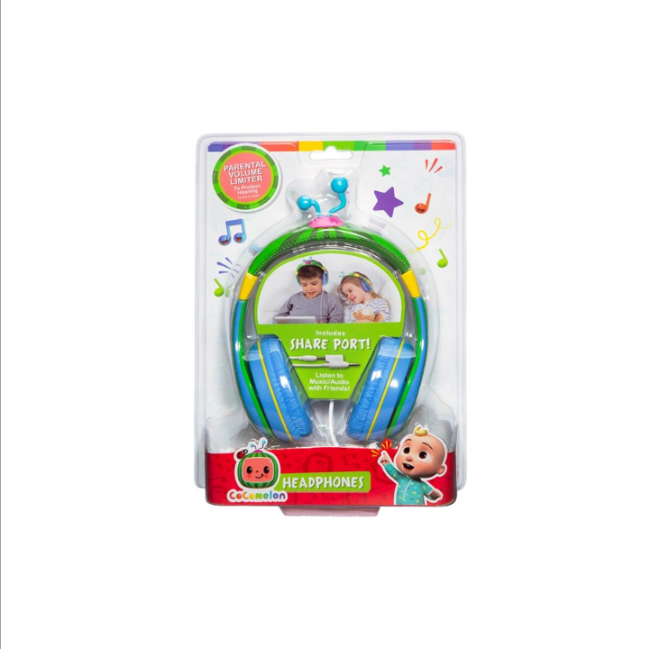 KIDdesigns eKids Cocomelon Youth Headphones with volume reduction to protect small ears