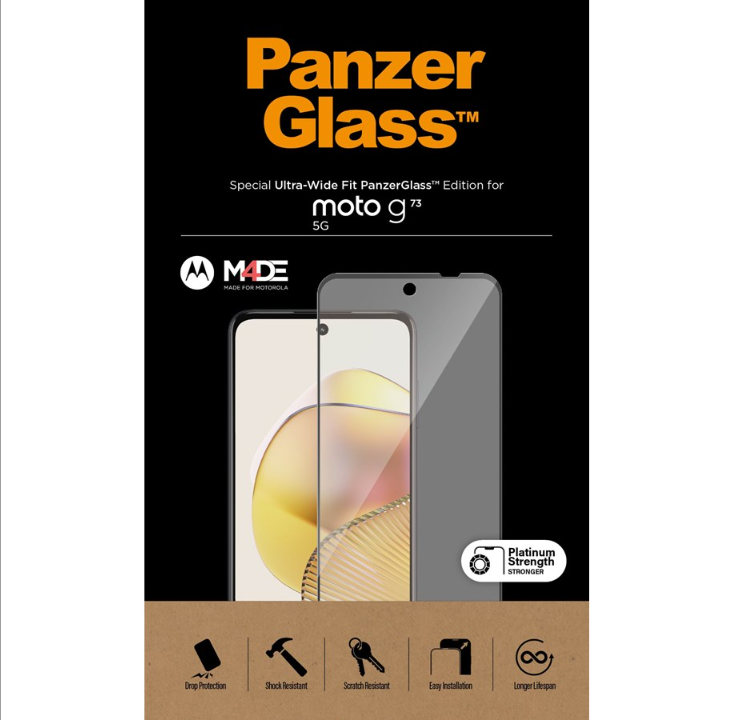 PanzerGlass Screen Protector Motorola moto g73 5G | Ultra Wide Fit