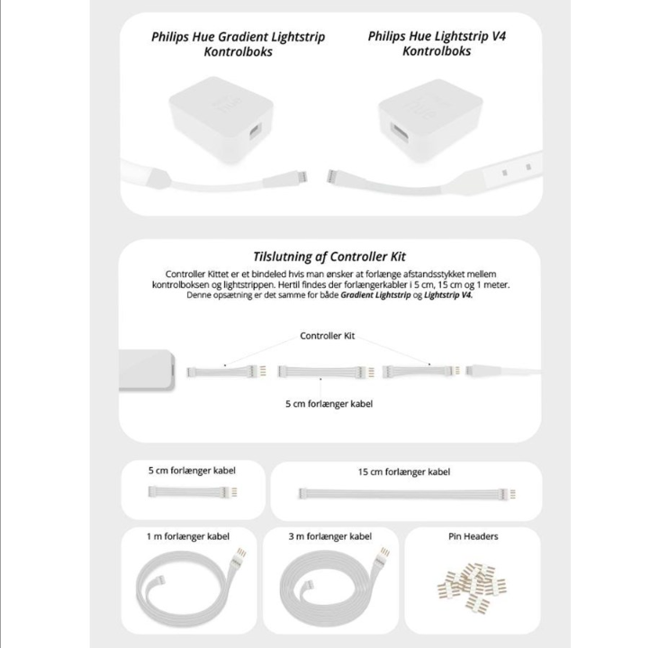 كابل Light Solutions لـ Gradient LightStrip - مجموعة أدوات التحكم - أبيض - مجموعة واحدة