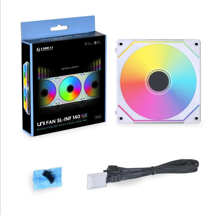 Lian Li UNI FAN SL-INF 140 White - مروحة الهيكل - 140 مم - أبيض مع ضوء RGB - 28 ديسيبل