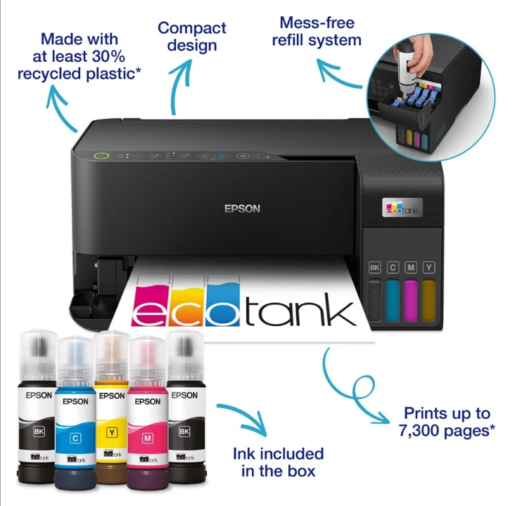 Epson EcoTank ET-2830 All in One Inkjet Printer Multifunction - Color - Ink