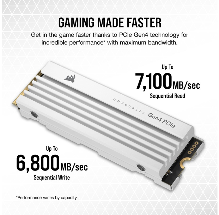 Corsair MP600 PRO LPX أبيض - 2 تيرابايت - M.2 2280 - PCIe 4.0