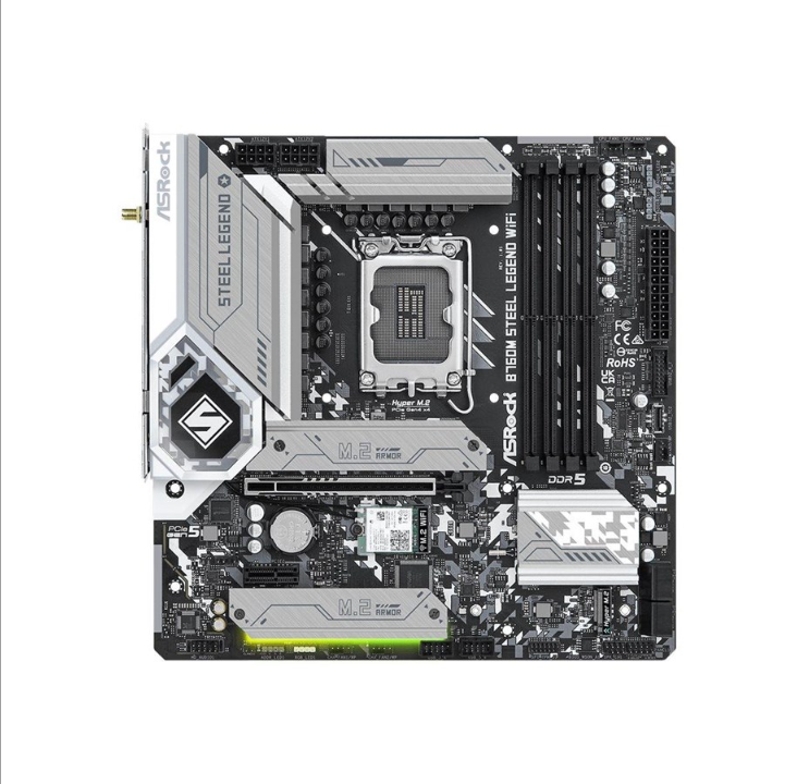 ASRock B760M STEEL LEGEND WIFI Motherboard - Intel B760 - Intel LGA1700 socket - DDR5 RAM - Micro-ATX