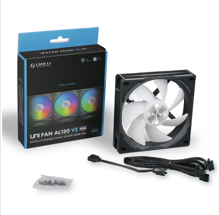 Lian Li UNI FAN AL120 V2 - 机箱风扇 - 120mm - 黑色，带 RGB LED - 29 dBA