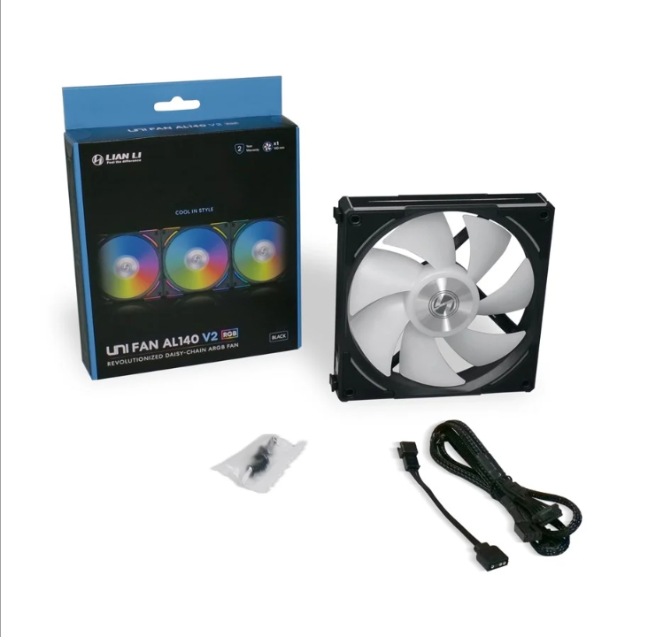 Lian Li UNI FAN AL140 V2 - 机箱风扇 - 140mm - 黑色，带 RGB LED - 27 dBA *演示*