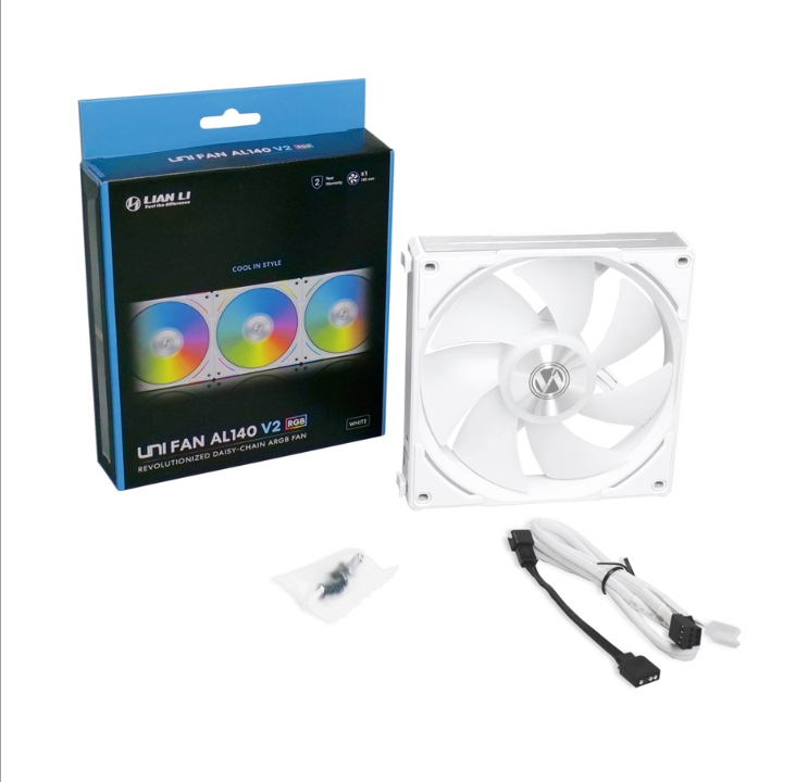 Lian Li UNI FAN AL140 V2 - مروحة هيكل - 140 مم - أبيض مع ضوء RGB - 27 ديسيبل