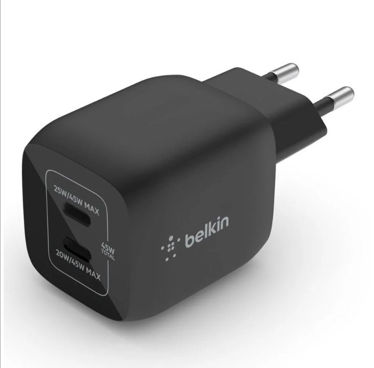 Belkin BOOST CHARGE PRO power adapter - PPS and GaN technology - 2 x USB-C - 45 Watt