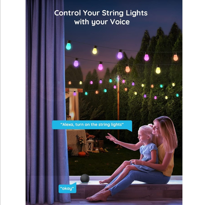 Govee RGBIC Warm White Wi-Fi & Bluetooth Smart Outdoor String Lights