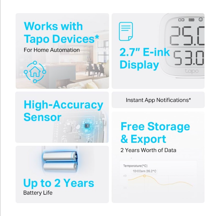 TP-Link Tapo T315 Smart Temperature & Humidity Monitor (Tapo Hub Required)