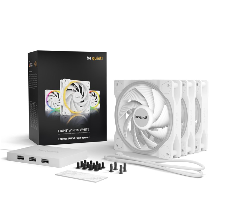 be quiet! LIGHT WINGS 140mm PWM - triple pack - Chassis fan - 140mm - White with RGB light - 23 dBA