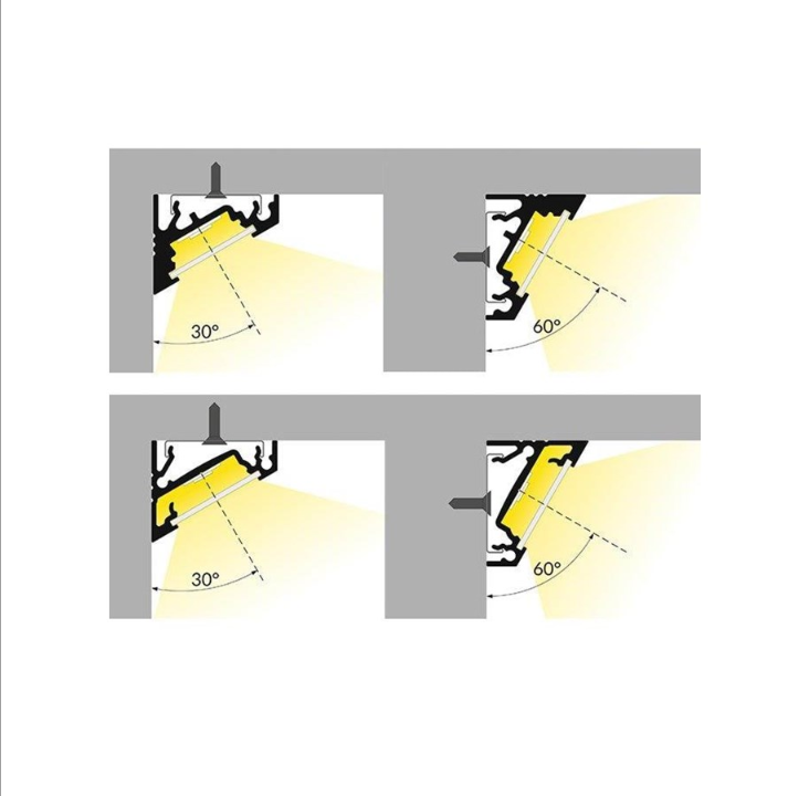 Light Solutions Aluminum Profile - Model C for Philips Hue and LIFX - ALU