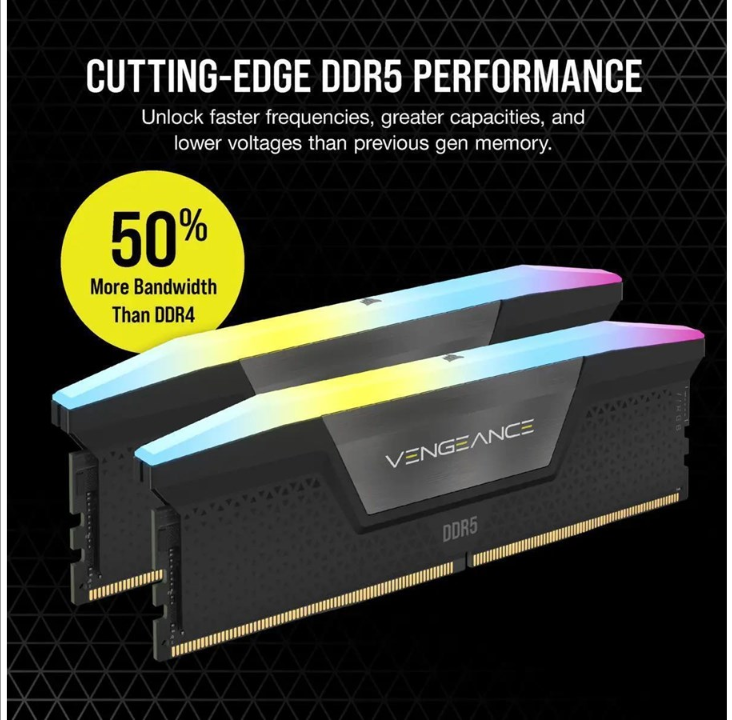 Corsair Vengeance RGB DDR5-6600 - 32GB - CL30 - Dual Channel (2 pcs) - Intel XMP - Black with RGB