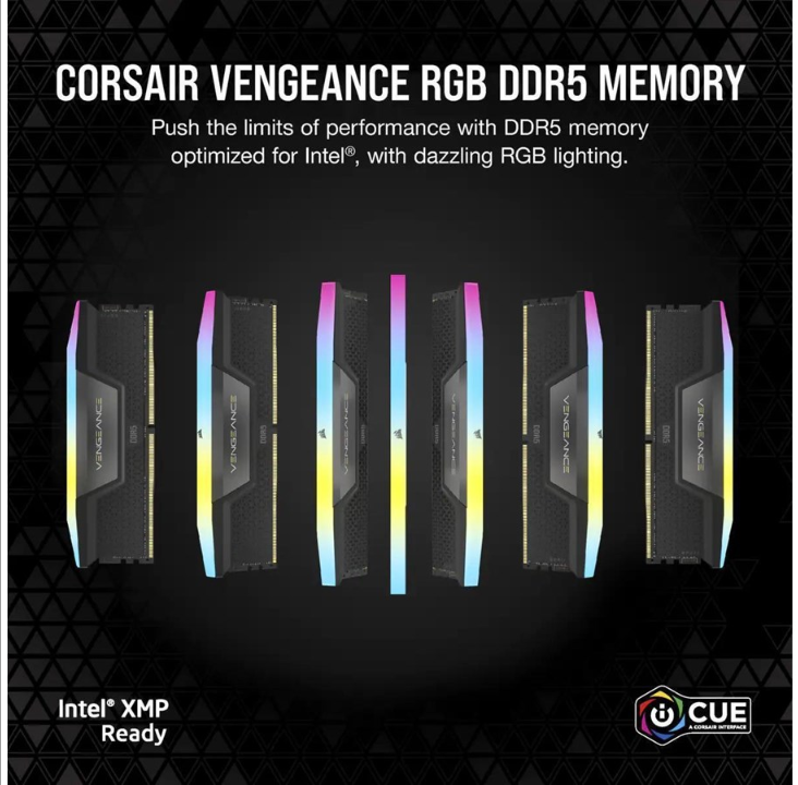 Corsair Vengeance RGB DDR5-6600 - 32GB - CL30 - Dual Channel (2 pcs) - Intel XMP - Black with RGB