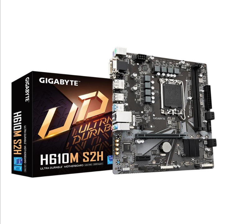 GIGABYTE H610M S2H - 1.0 - لوحة أم - micro ATX - مقبس LGA1700 - لوحة أم H610 - Intel H610 - مقبس Intel LGA1700 - ذاكرة الوصول العشوائي DDR5 - Micro-ATX