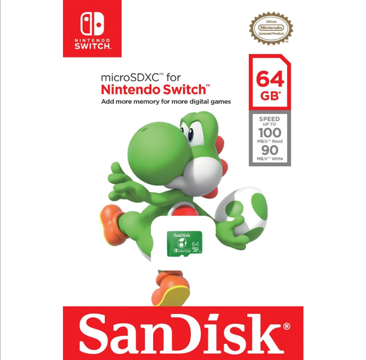 SanDisk Nintendo Switch microSD - 100MB/s - 64GB - Yoshi edition