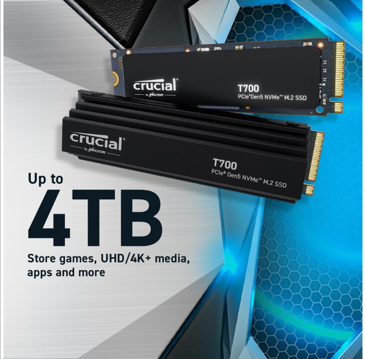 Crucial T700 SSD - 1TB - With heat spreader - M.2 2280 - PCIe 5.0