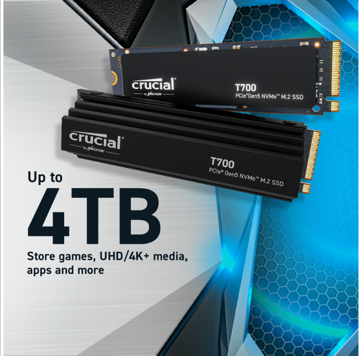 Crucial T700 SSD - 1TB - Without heat spreader - M.2 2280 - PCIe 5.0