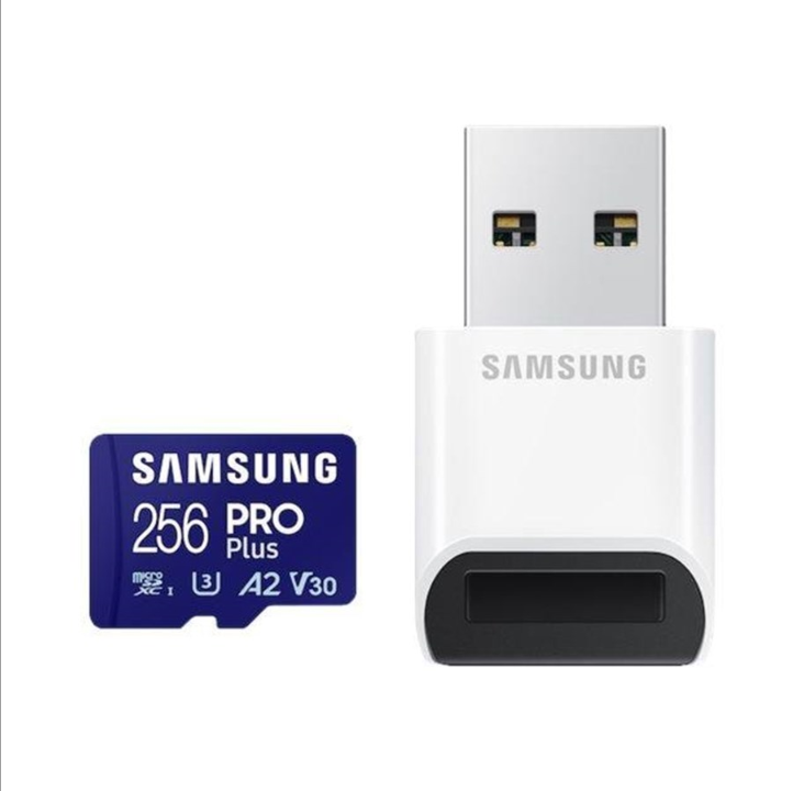 三星 PRO Plus SD + USB 读卡器 - 180MB/秒 - 256GB