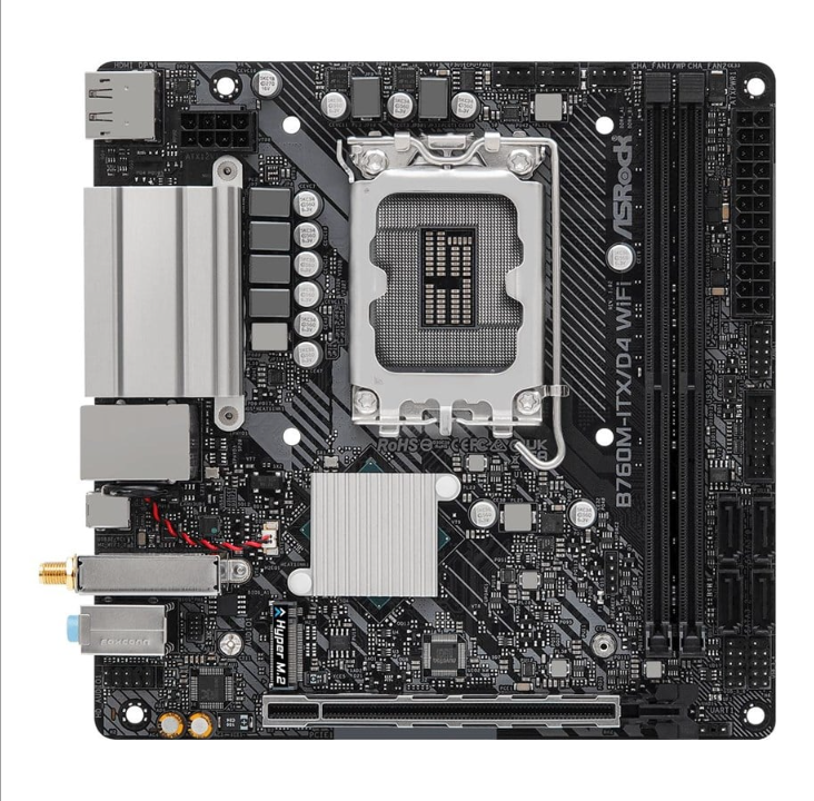 ASRock B760M-ITX/D4 WiFi Motherboard - Intel B760 - Intel LGA1700 socket - DDR4 RAM - Mini-ITX