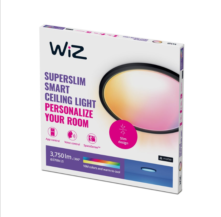 WiZ SuperSlim ceiling light 32W 2700-6500K RGB, black