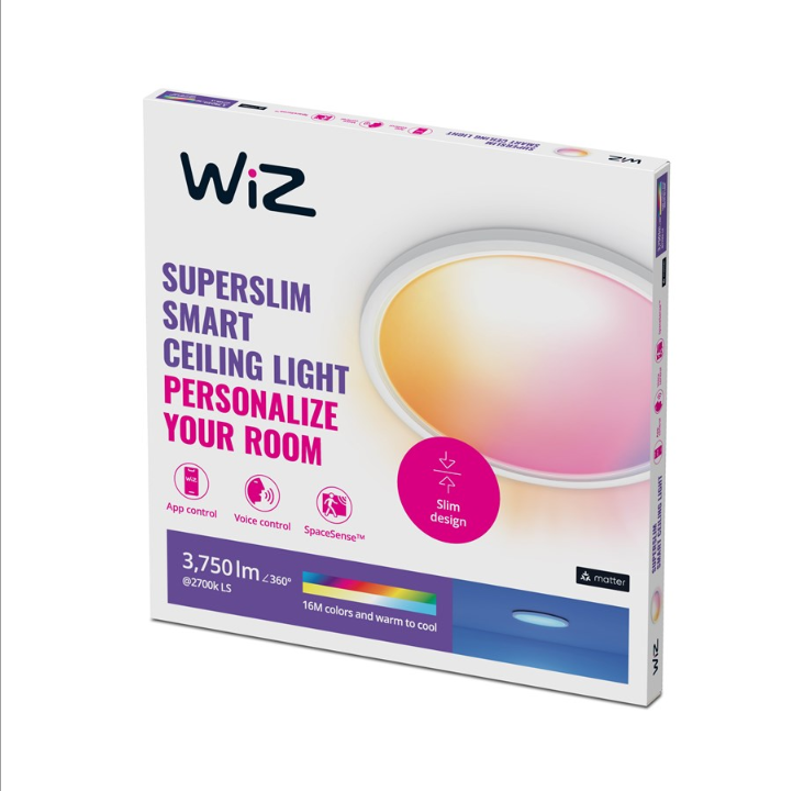 ضوء السقف WiZ SuperSlim 32W 2700-6500K RGB، أبيض