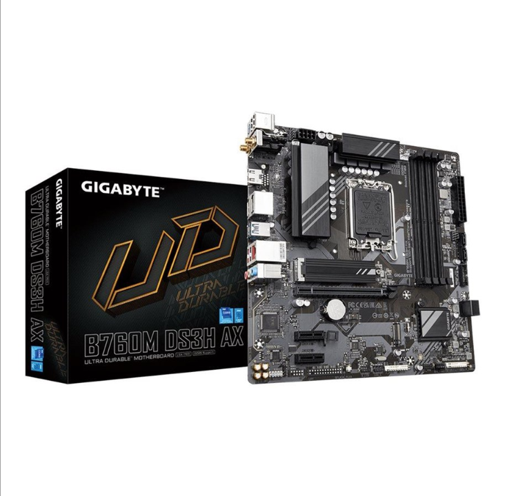 GIGABYTE B760M DS3H AX - 1.X - motherboard - micro ATX - LGA1700 Socket - B760 Motherboard - Intel B760 - Intel LGA1700 socket - DDR5 RAM - Micro-ATX